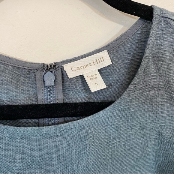 Garnet Hill Linen Fringe-Hem A-Line Dress Indigo Blue Grey - Picture 7 of 7